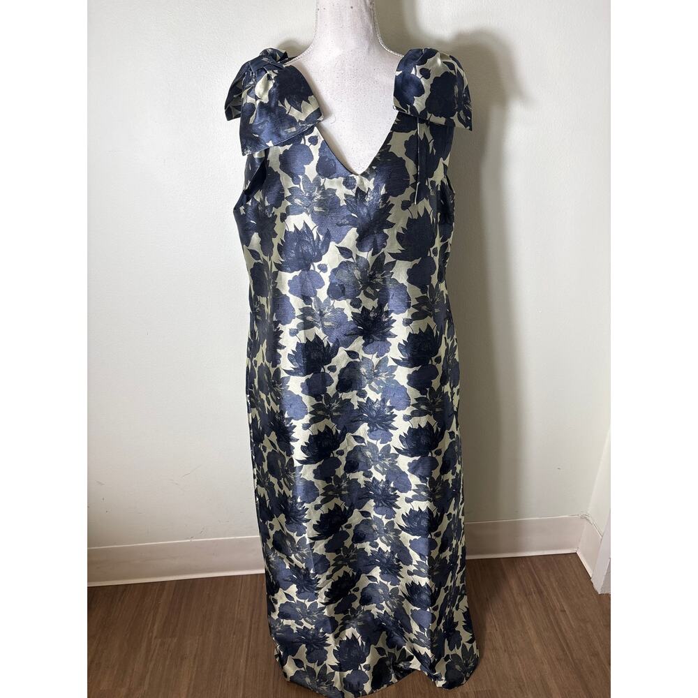 NWT Abbey Glass Black Gold Floral Sleeveless "Meredith Gown" Maxi Dress Sz XL